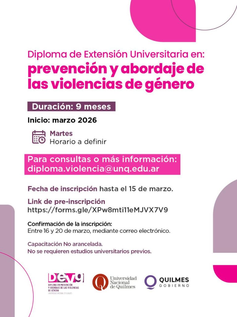 Afiche inscripción Diploma Violencia de Género UNQ 2026